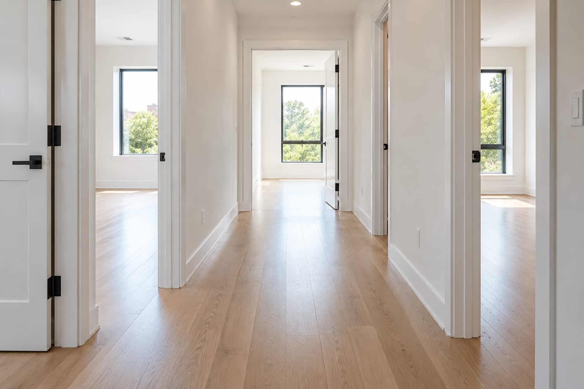 Clean, empty apartment hallway ready for a new tenant